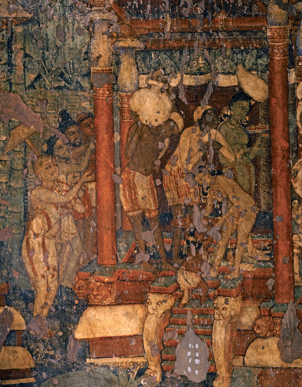 SZTUKA INDYJSKA: Fresk w Jaskini Buddyjskiej nr 1, V-VI w. (fresk) autorstwa Indian School