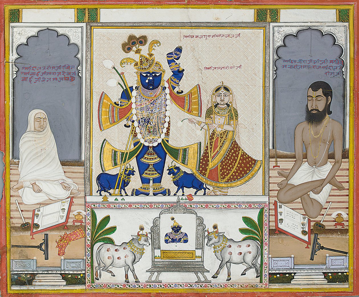 Ilustracja do rękopisu o kulcie Srinathji, Radżastan, początek XIX wieku autorstwa Indian School