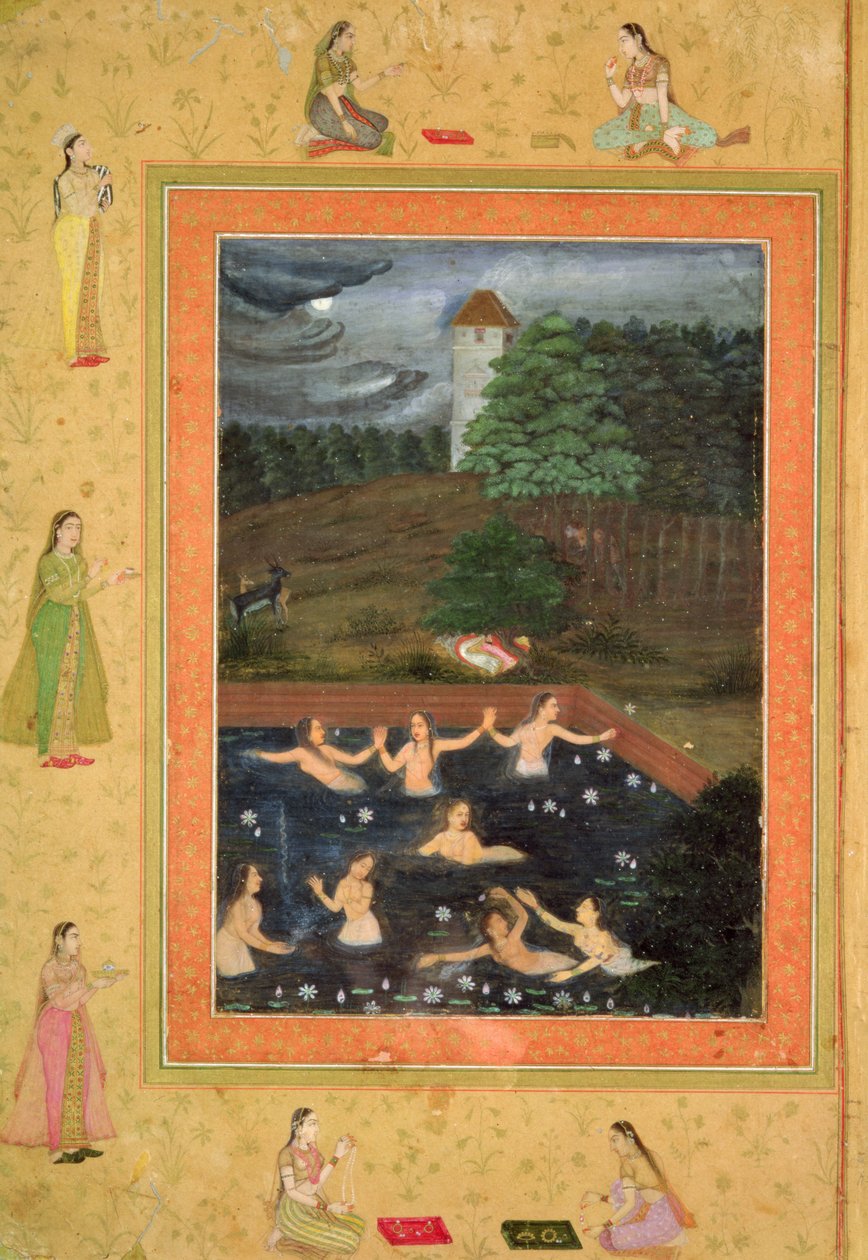 W. 07B.38r Osiem kąpiących się kobiet, ok. 1650 (wpis na Payag) autorstwa Indian School