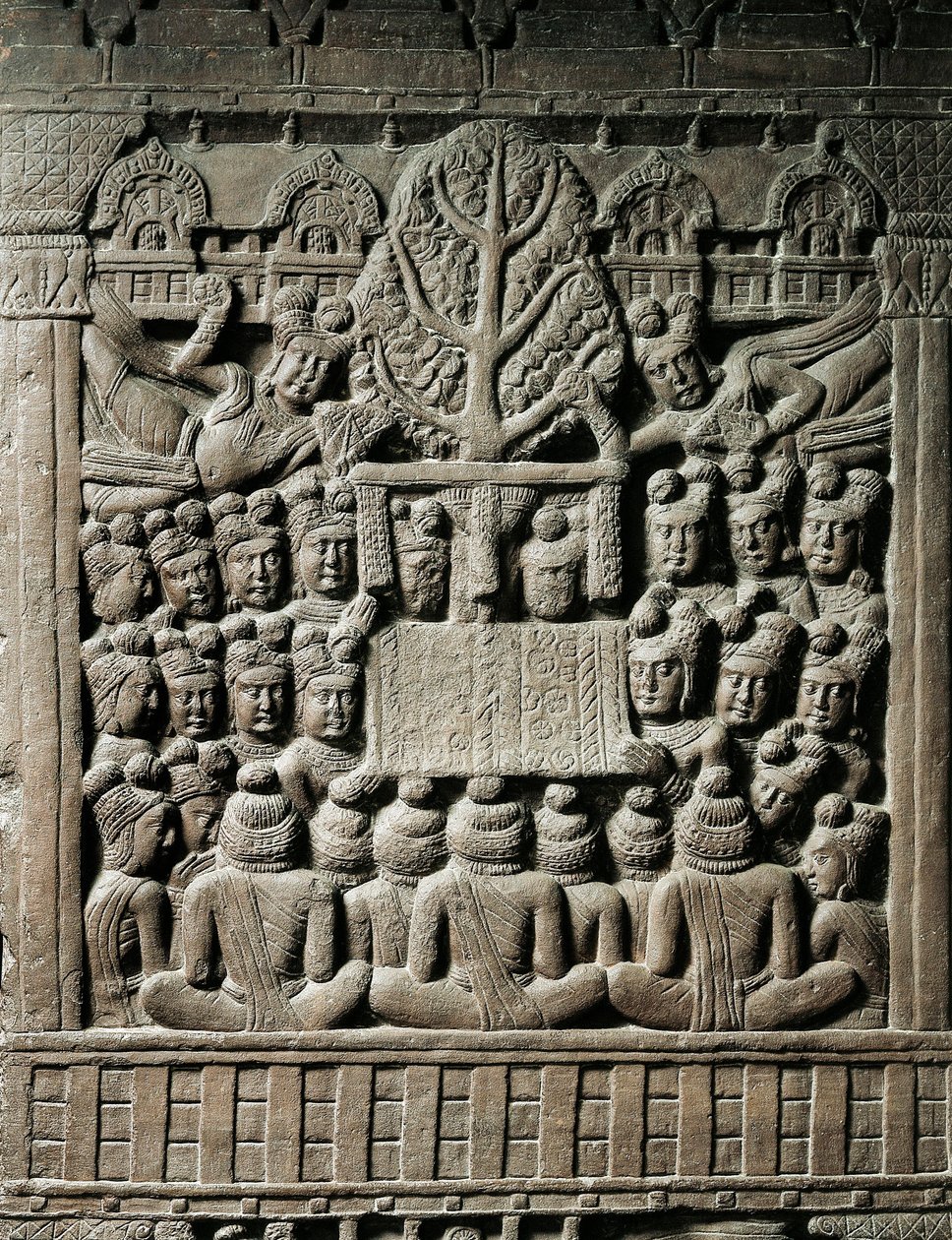 Sztuka indyjska, hinduizm: płaskorzeźba przedstawiająca duchy jakszów, II w. p.n.e. Kalkuta, Muzeum Indii autorstwa Indian School
