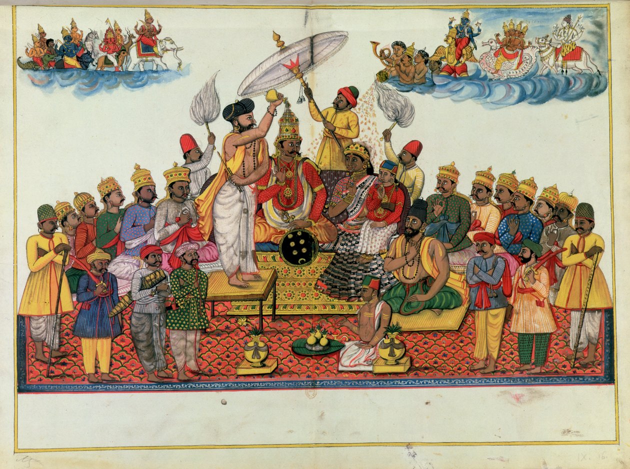 Indra, król bogów, namaszczony soma autorstwa Indian School