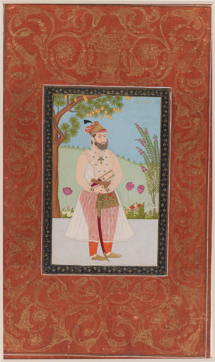 Iraj Khan, 1875-1900 (nieprzezroczysta toaleta i złoto na papierze) autorstwa Indian School