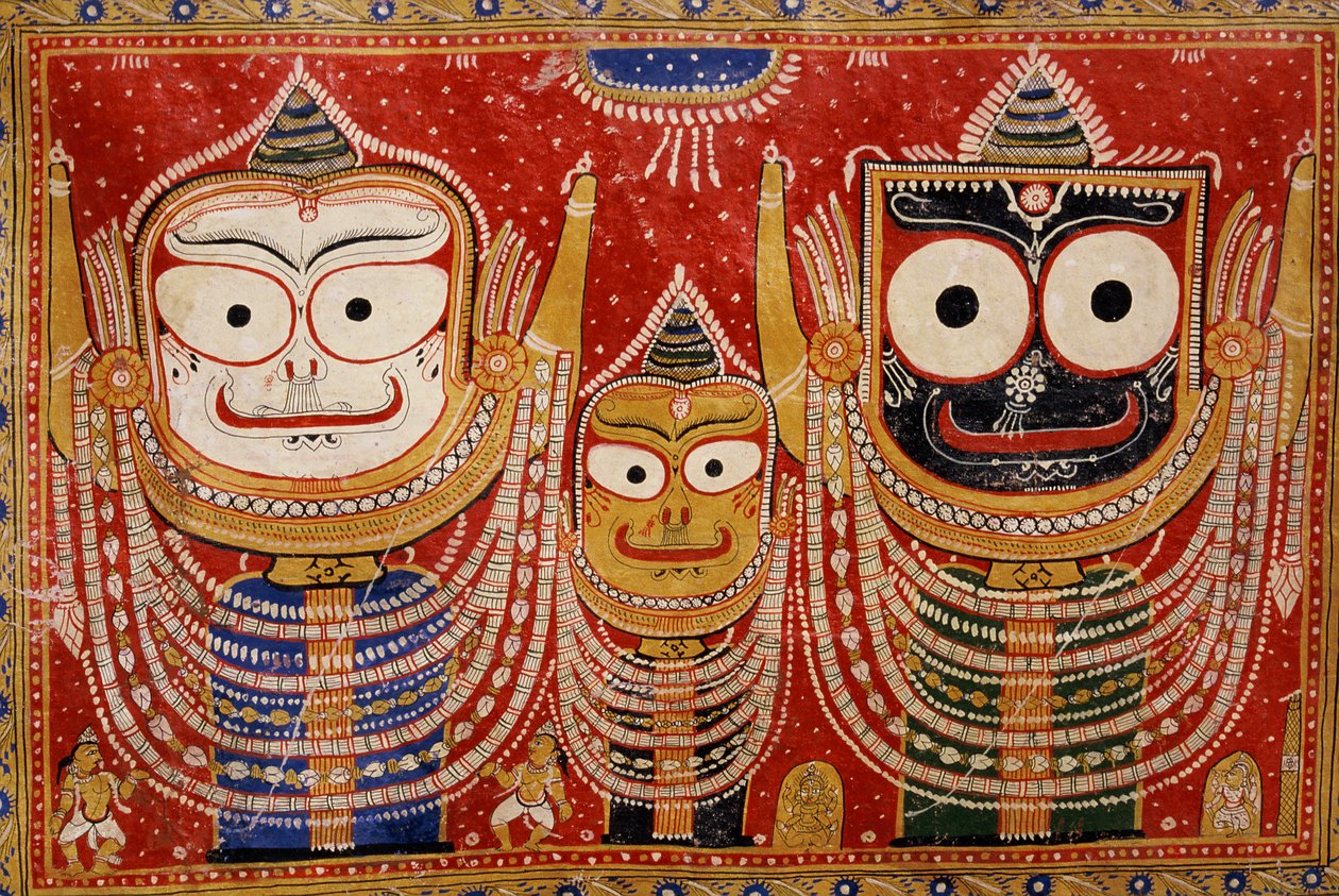 Jagannath, namalowany na ścianie domu (malarstwo ścienne) autorstwa Indian School