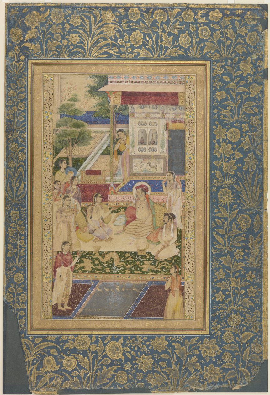 Jahangir i książę Khurram zabawiani przez Nur Jahana, ok. 1640-50 autorstwa Indian School