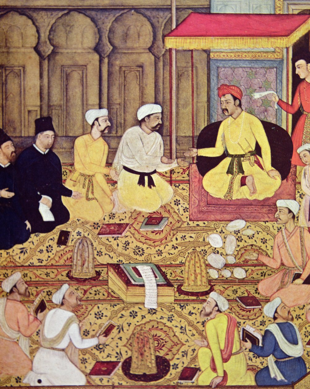 Jezuici na dworze indyjskiego księcia (gwasz na papierze) autorstwa Indian School