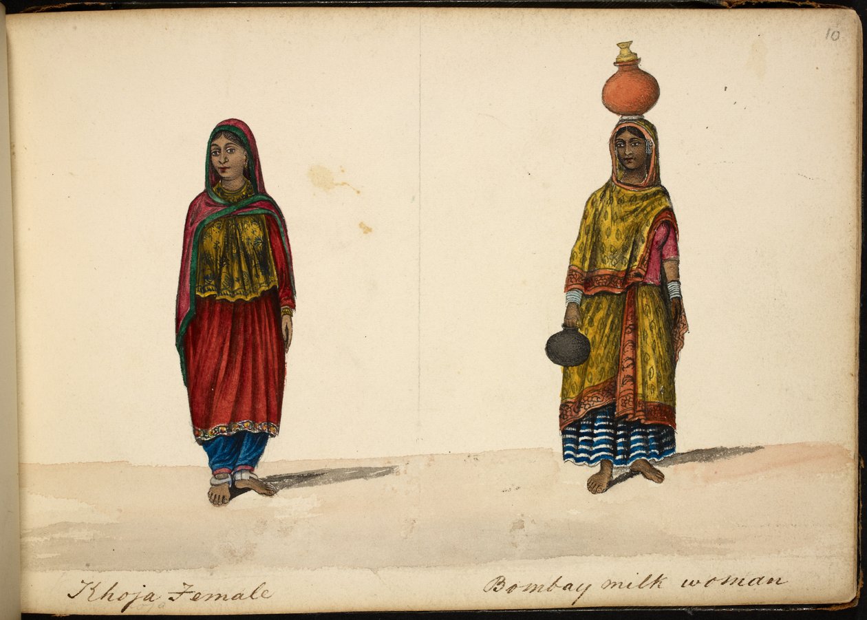 Kobieta Khoja; Sprzedawca mleka z Bombaju autorstwa Indian School
