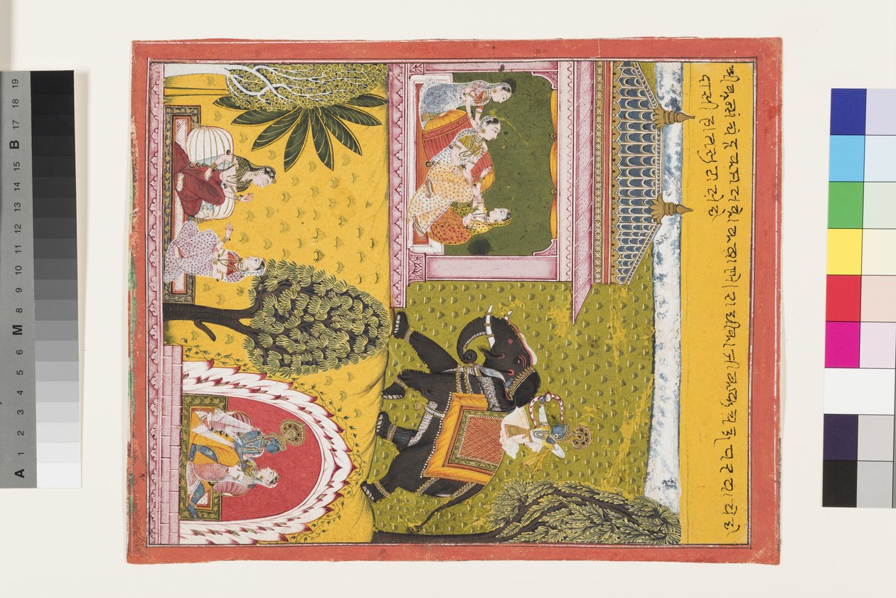 Kryszna przychodzi do zakochanej Radhy, ok. 1700 autorstwa Indian School