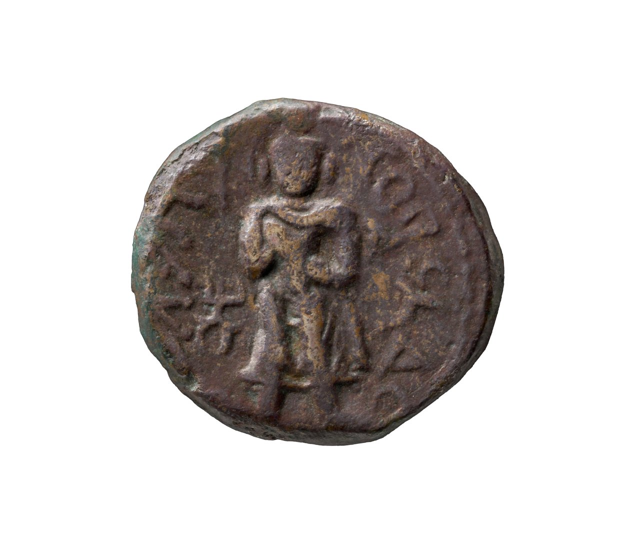 Moneta Kushan, AD 127-155 (miedź) autorstwa Indian School