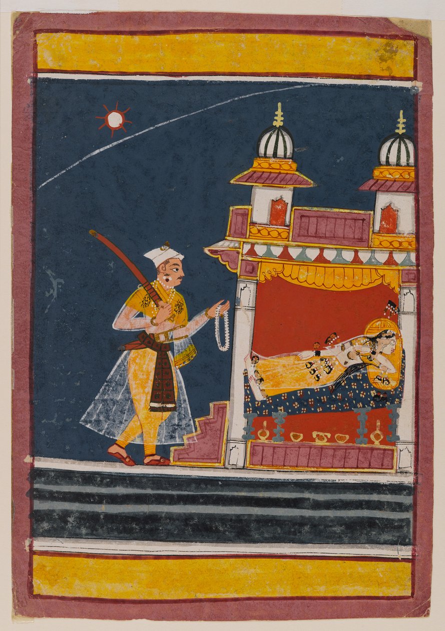 Lalita Ragini, ok.1650 (wc i złoto na papierze) autorstwa Indian School