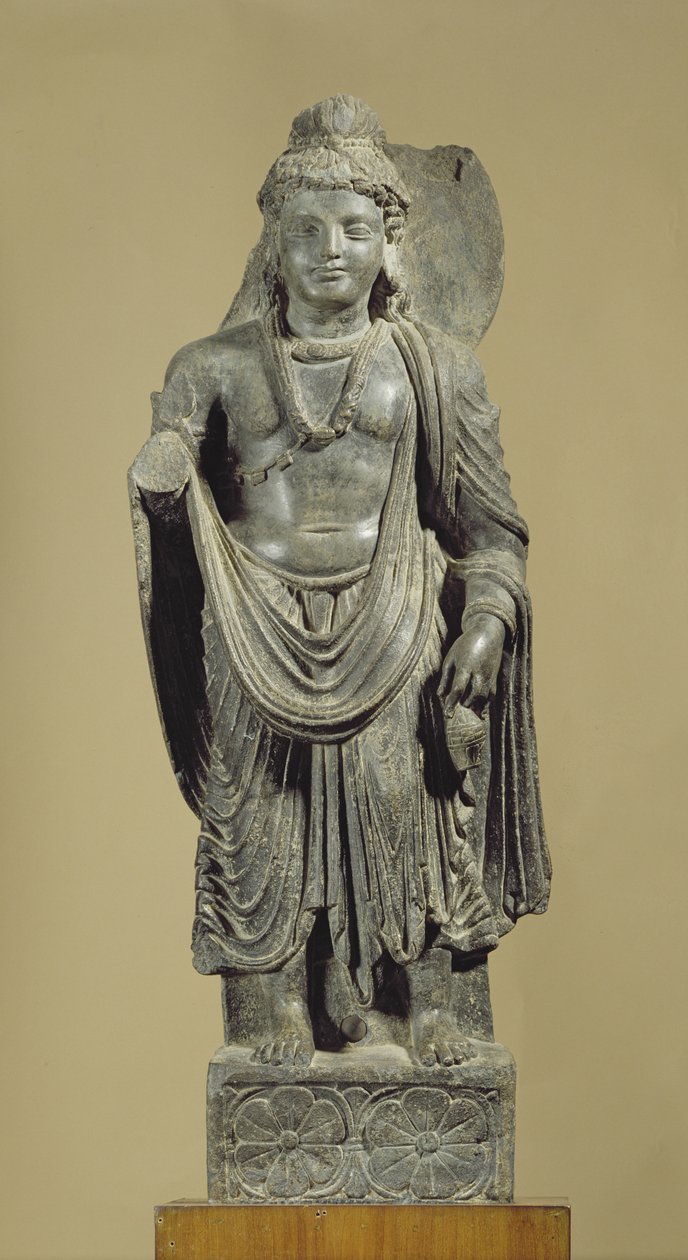 Maitreja, Gandhara (szary łupek) autorstwa Indian School