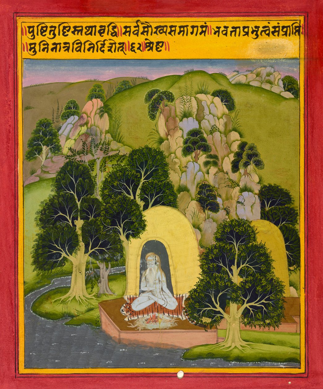Medytujący asceta, folio z Księgi snów, ok. 1720 autorstwa Indian School