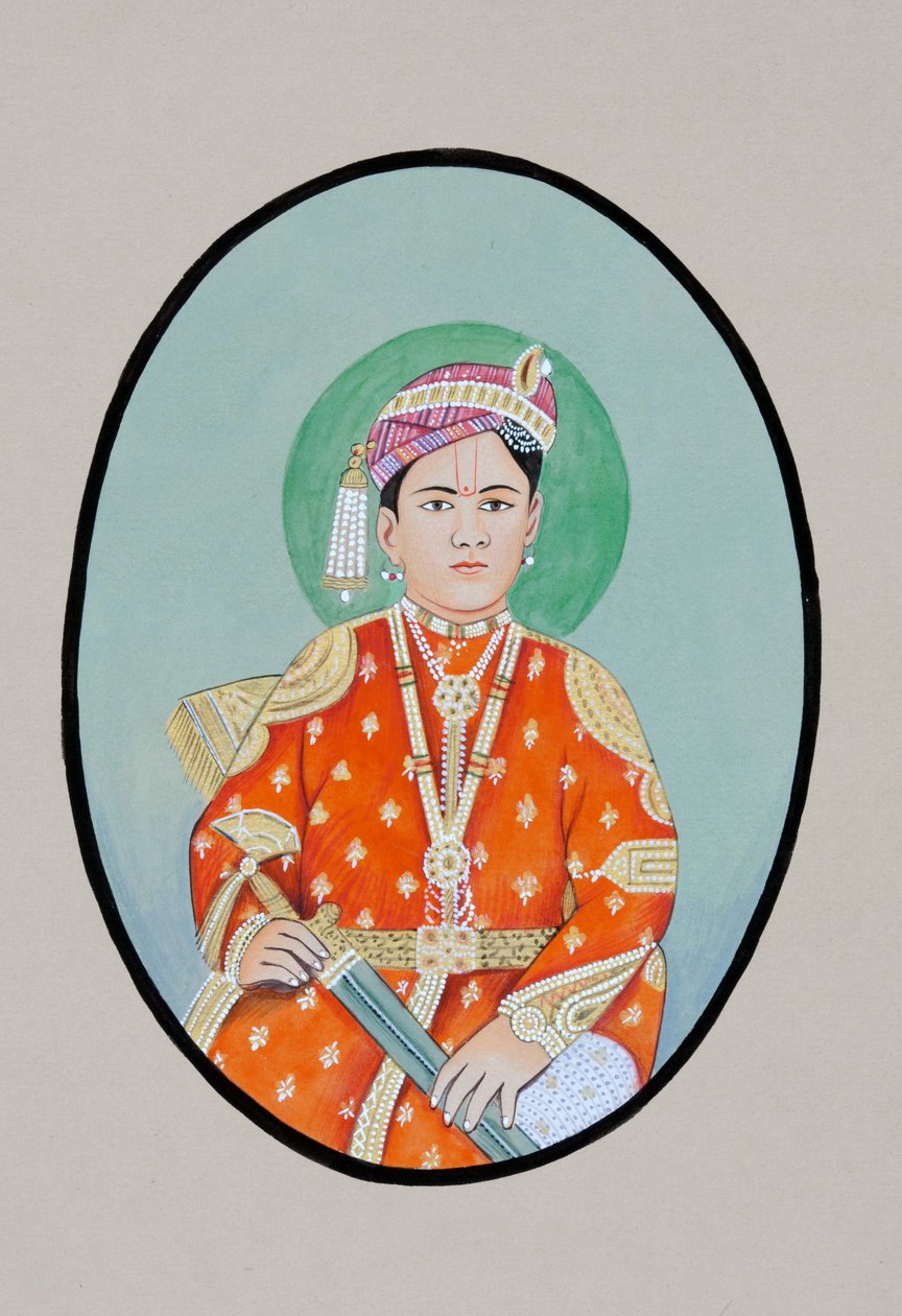 Miniatura przedstawiająca Maharadżę Ganga Singh Bikaner autorstwa Indian School