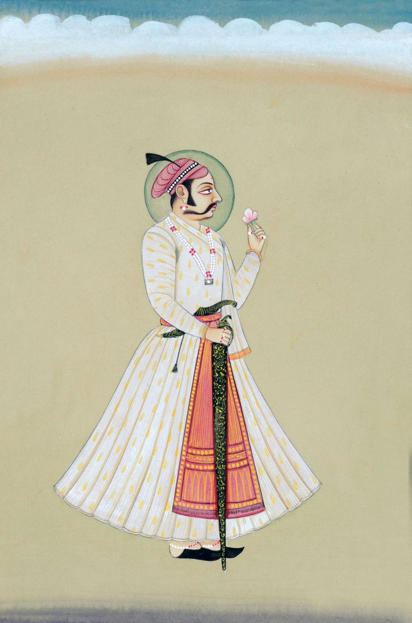 Miniatura przedstawiająca Maharana Amar Singh Udaipur autorstwa Indian School