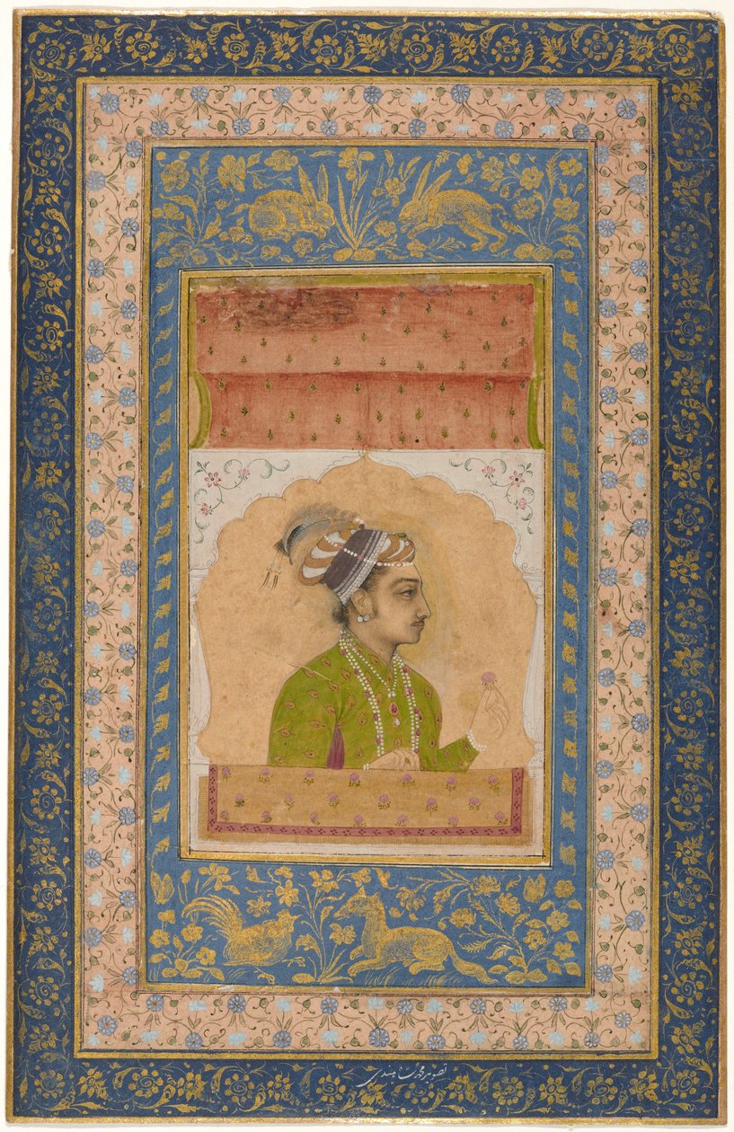 Miniaturowy portret Dary Shikoh, ok. 1640 (gwasz na papierze, oprawiony w kartę albumową) autorstwa Indian School