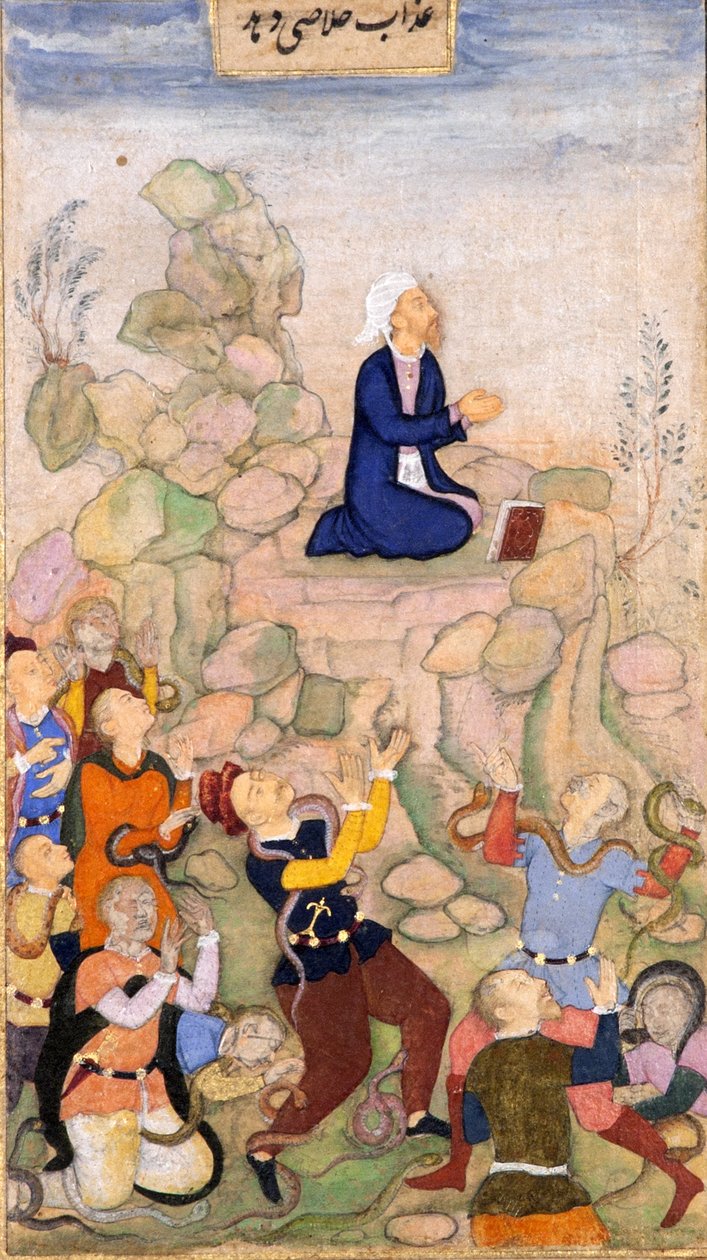 Mojżesz i plaga węży, 1602-05 (nieprzezroczyste wc na papierze) autorstwa Indian School