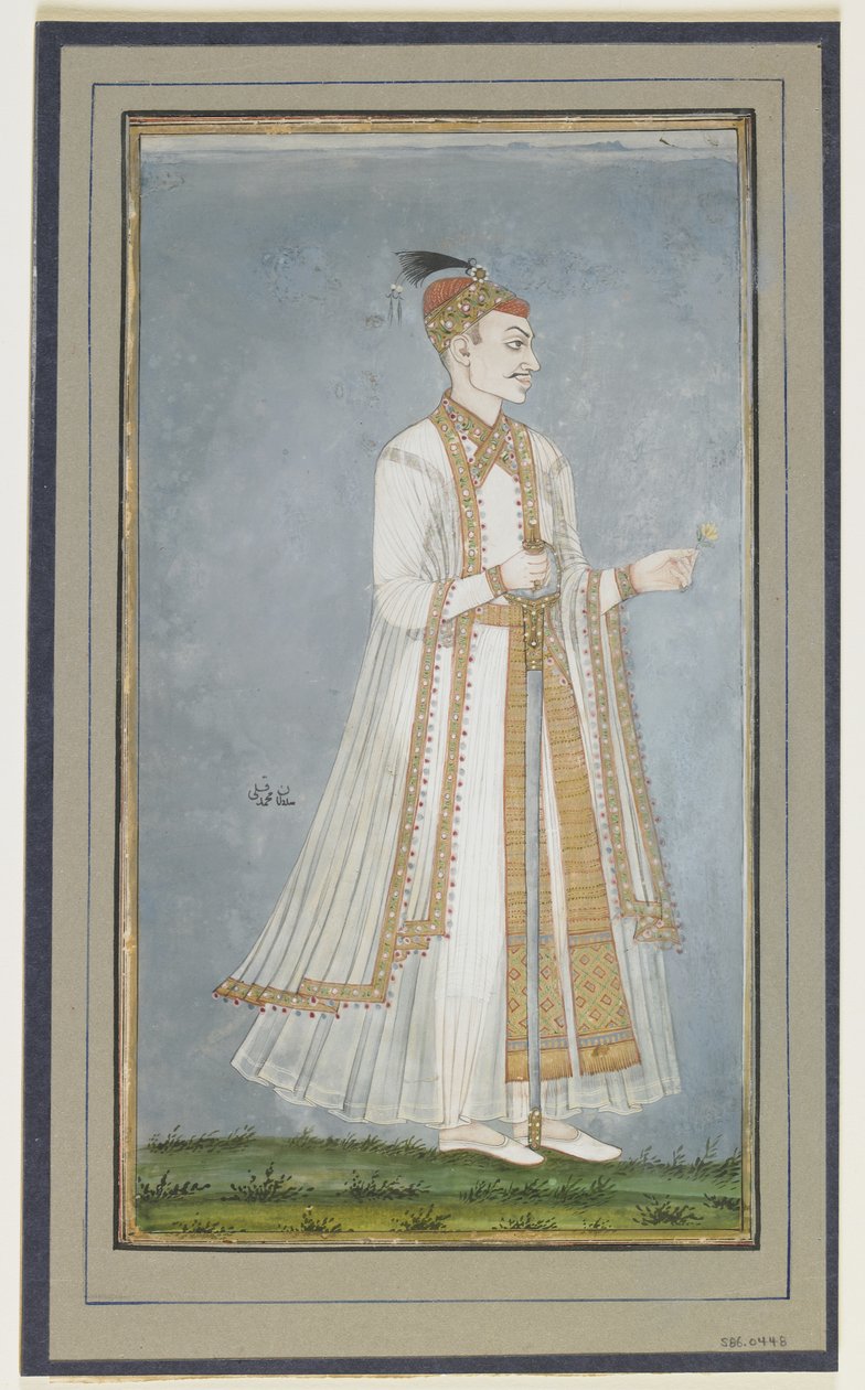 Muhammad-Quli Qutbshah, Folio albumu z obrazem, ok. 1900 autorstwa Indian School