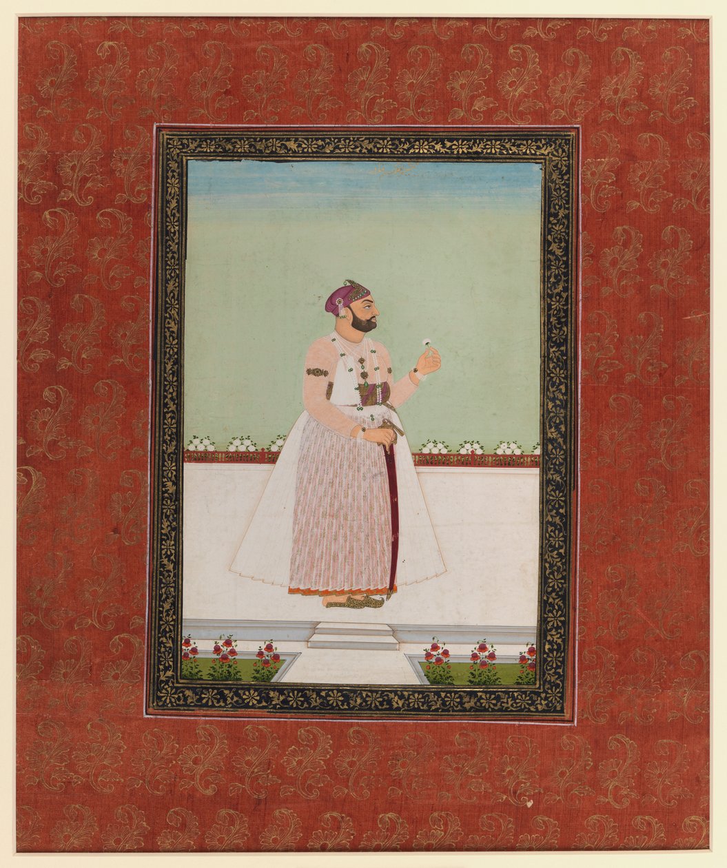 Munir al-Mulk Bahadur, 1875-1900 (nieprzezroczysta toaleta i złoto na papierze) autorstwa Indian School