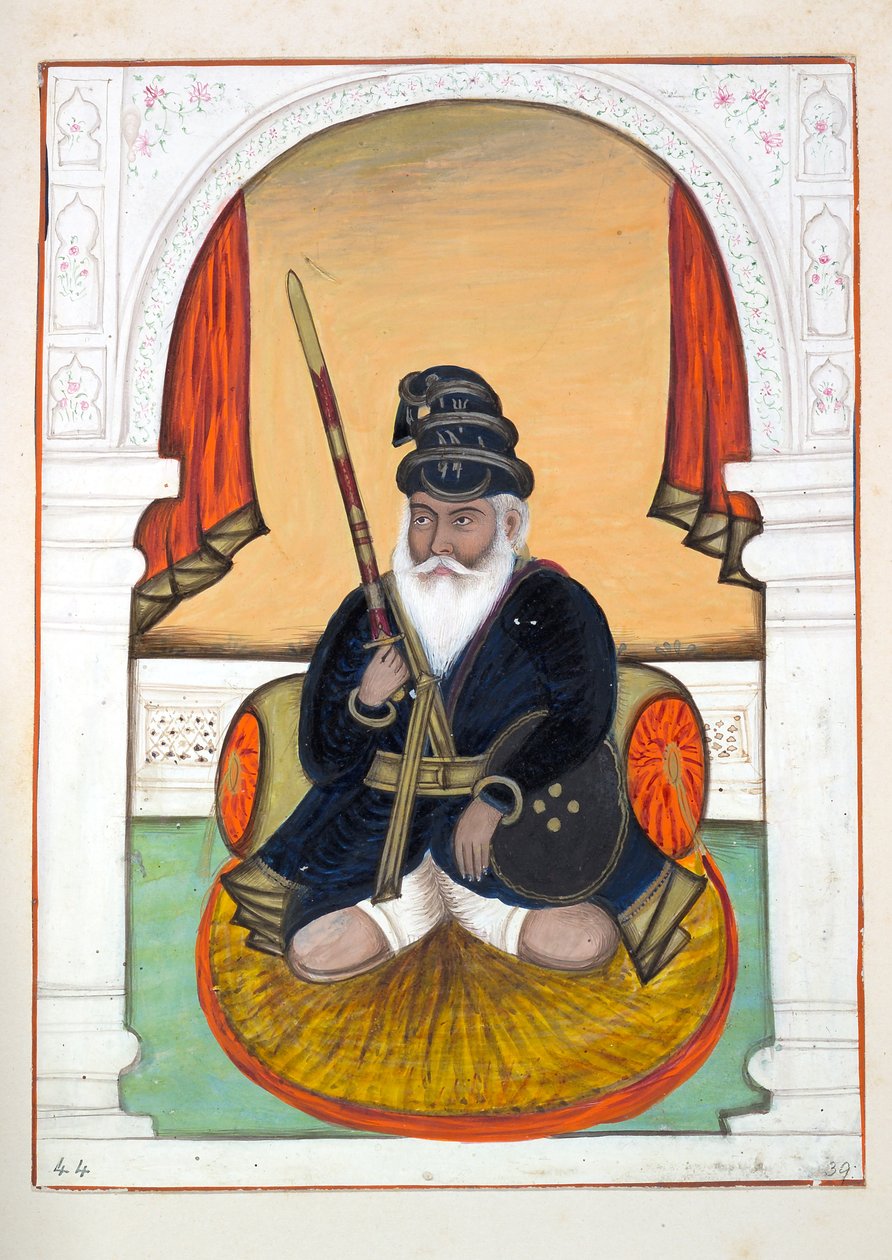 Nutta Singh Akali, z The Kingdom of the Punjab, its Rulers and Chiefs, tom II, tom 30 studiów akwarelowych autorstwa niezidentyfikowanego indyjskiego artysty, ok. 1840 (wc na papierze) autorstwa Indian School