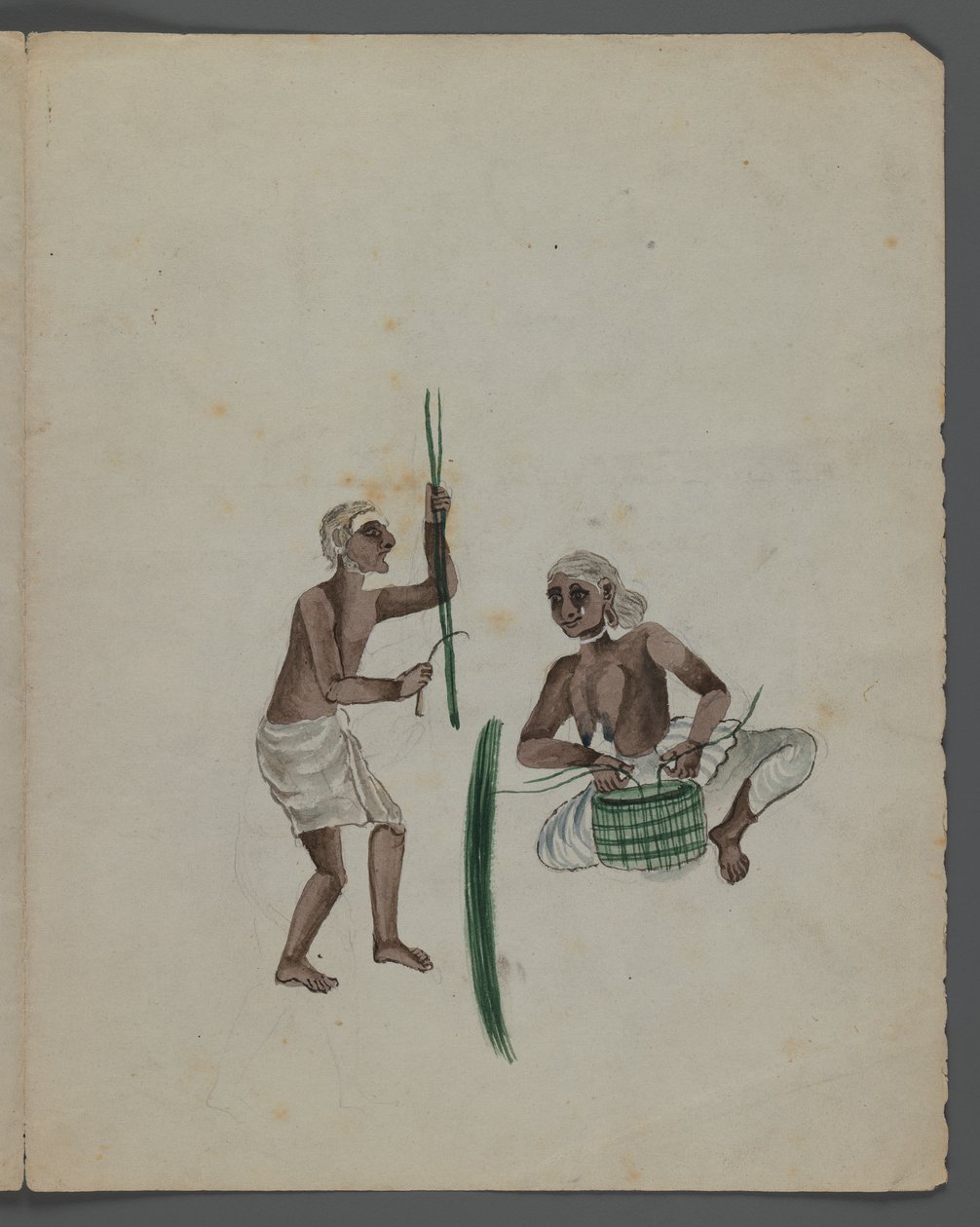 Jeden z zestawu dziewięciu zdjęć przedstawiających Indian w różnych zawodach (wc na papierze) autorstwa Indian School