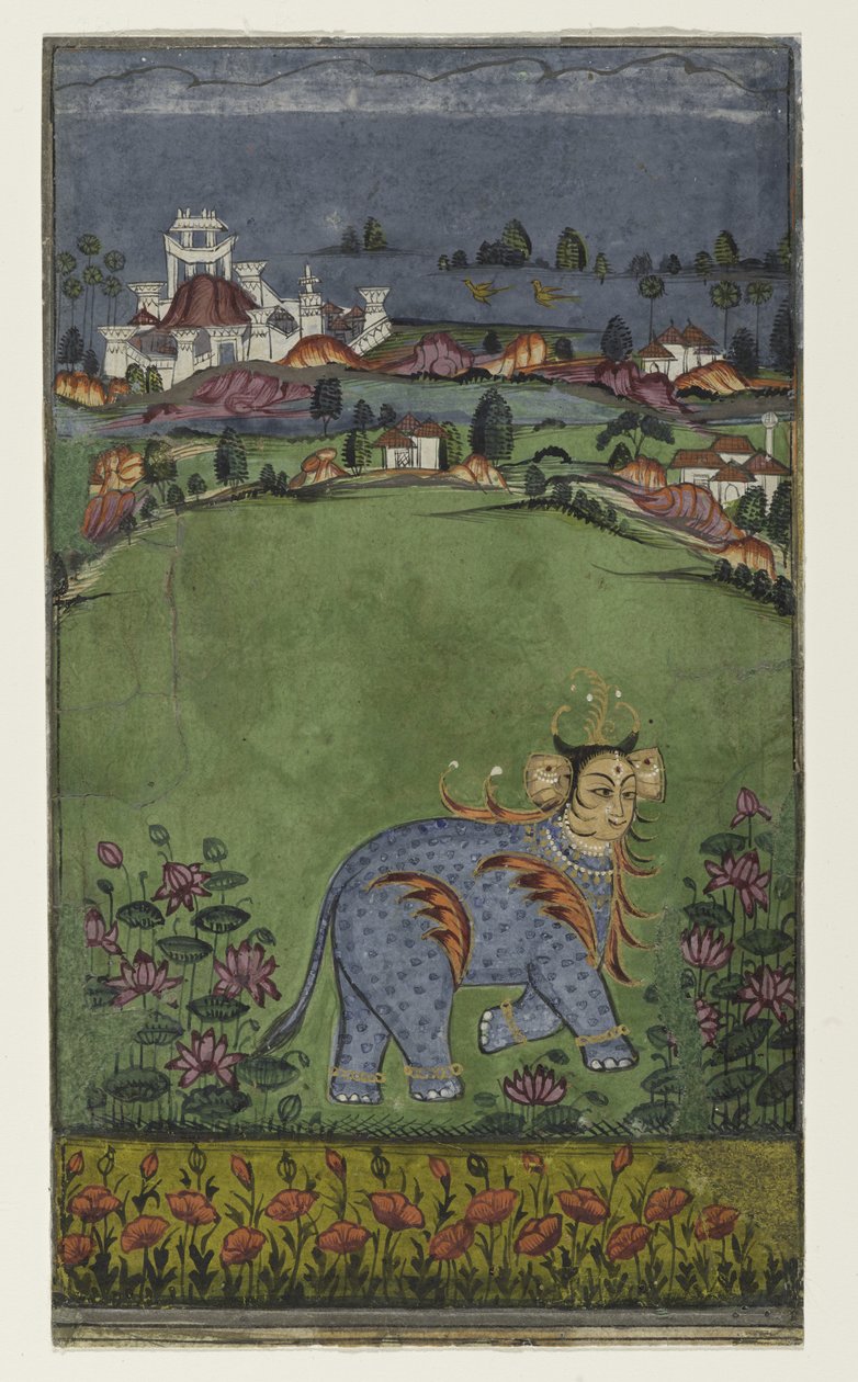 Strona z traktatu astrologicznego, ok. 1750 (nieprzezroczyste wc na papierze) autorstwa Indian School