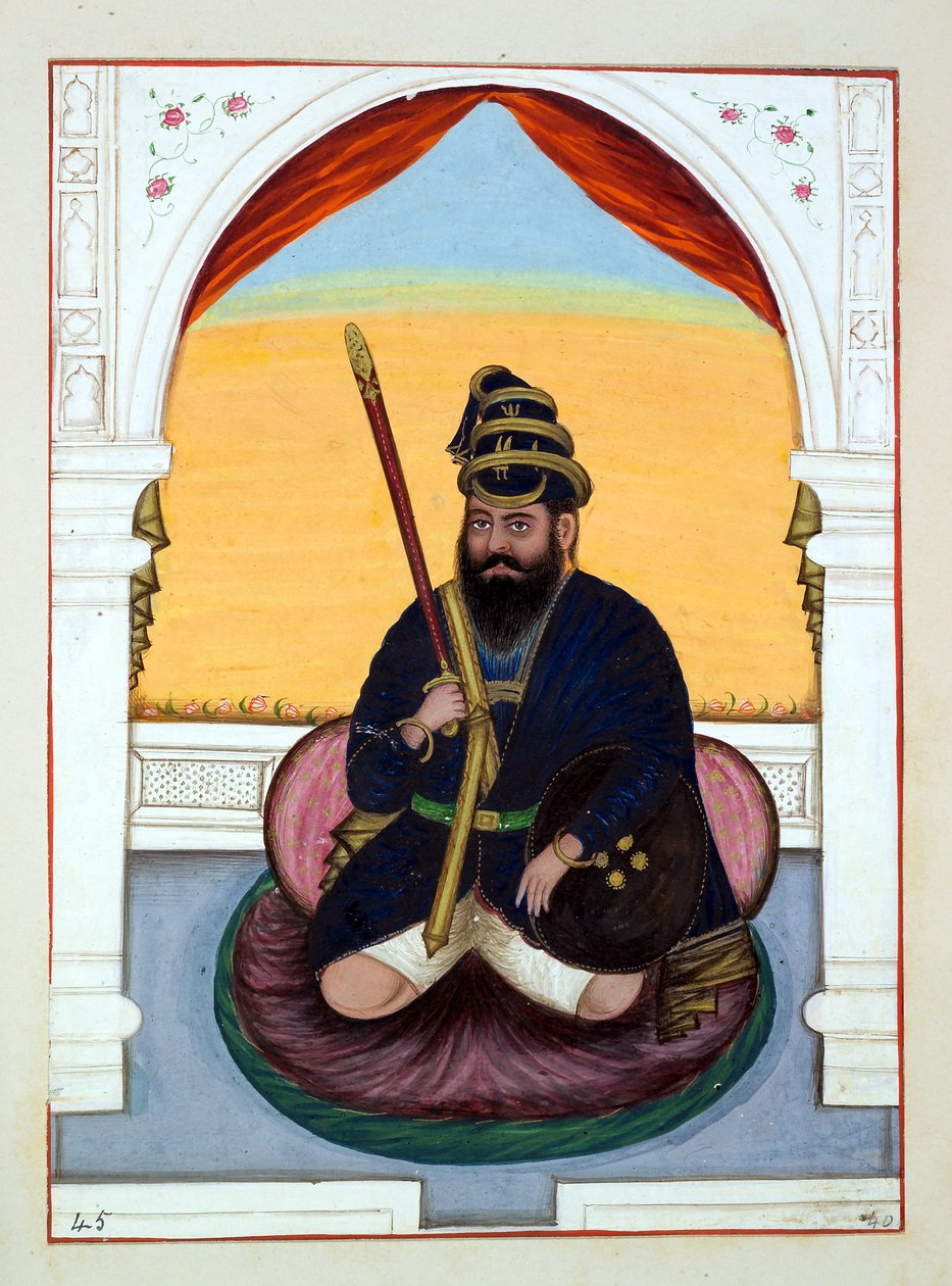 Phola Singh Nihang, z Królestwo Pendżabu, jego władcy i wodzowie, tom II, tom 30 studiów akwarelowych niezidentyfikowanego indyjskiego artysty, ok. 1840 (wc na papierze) autorstwa Indian School