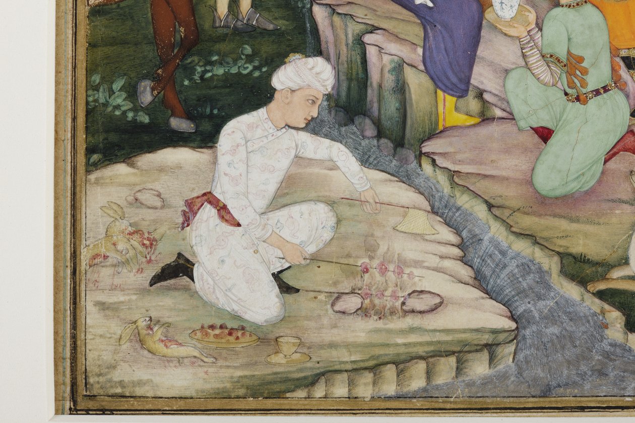 Piknik w trakcie polowania, detal, ok. 1615 (wc nieprzezroczyste na papierze) autorstwa Indian School