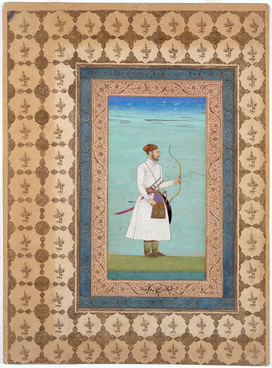 Portret Luhraspa Khana, dynastia Mogołów, ok. 1655-65 (tusz, akwarela i złoto na papierze) autorstwa Indian School