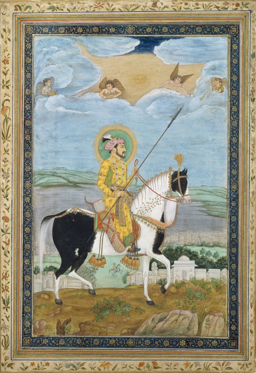 Portret Szahdżahana na koniu autorstwa Indian School