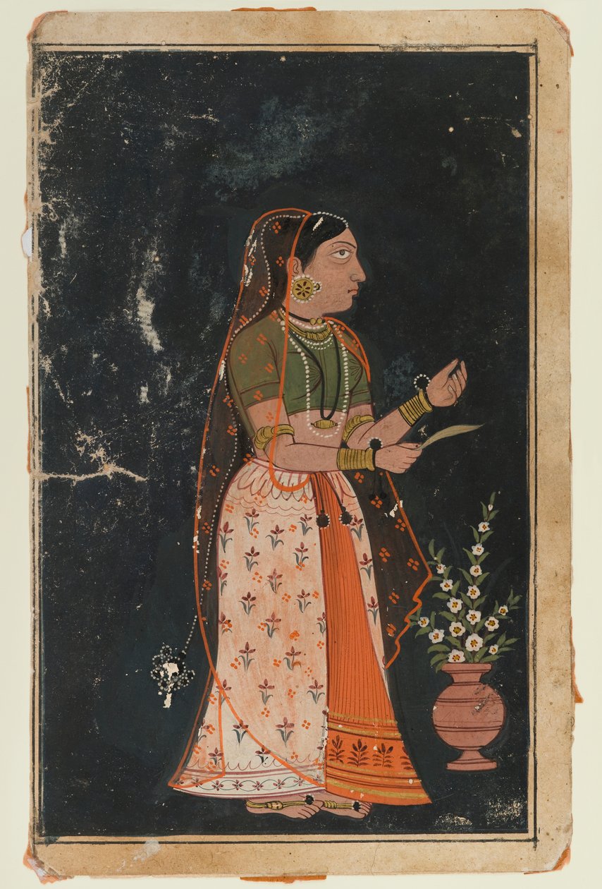 Portret kobiety, ok. 1620 (nieprzezroczysta toaleta na papierze) autorstwa Indian School