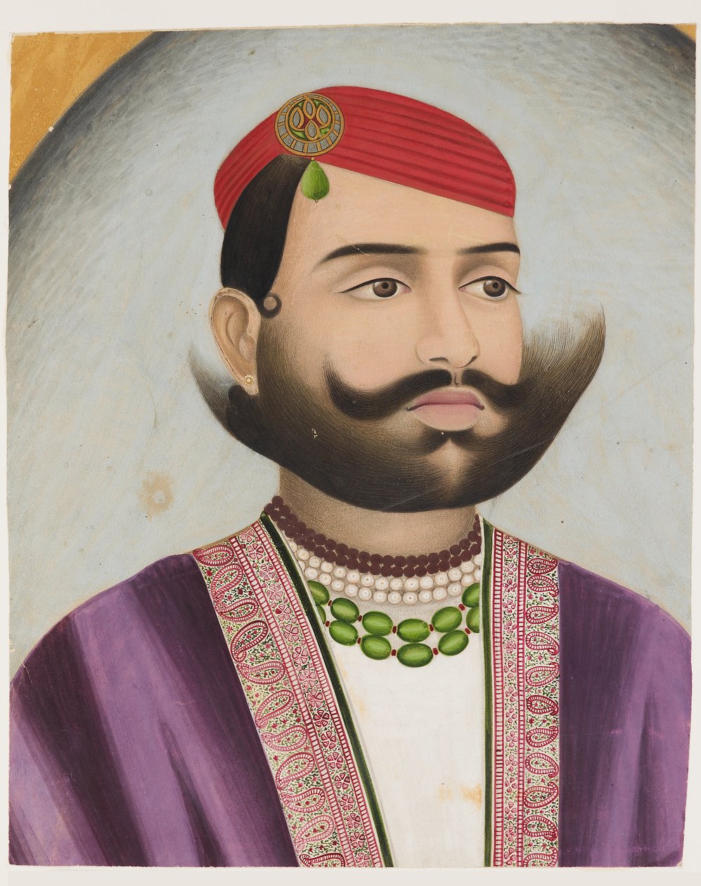 Portret mężczyzny, prawdopodobnie początek XX w. (gwasz na tekturze) autorstwa Indian School
