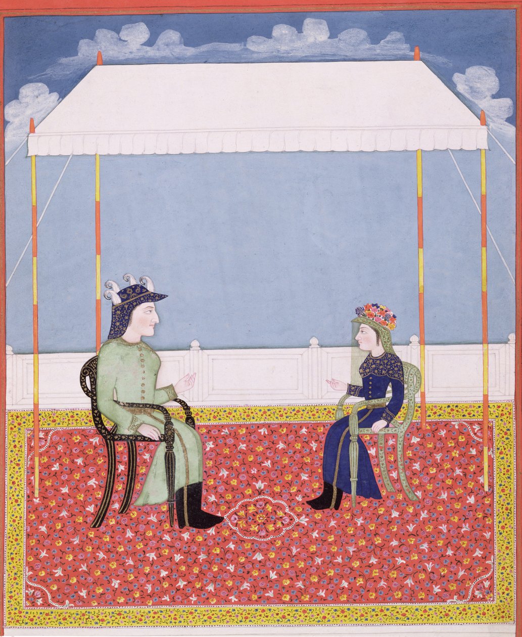 Portret angielskiej pary kolonialnej autorstwa Indian School