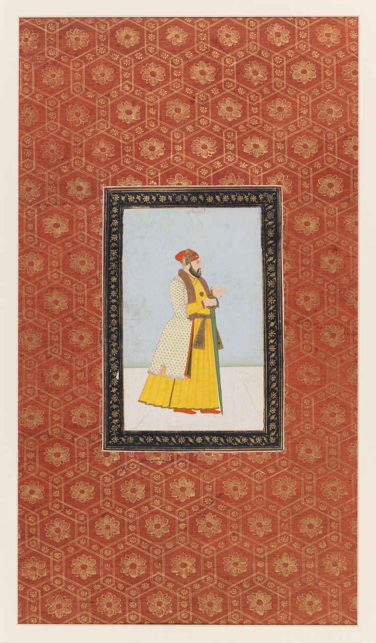 Qamar al-Din Khan, 1875-1900 (nieprzezroczysta toaleta i złoto na papierze) autorstwa Indian School