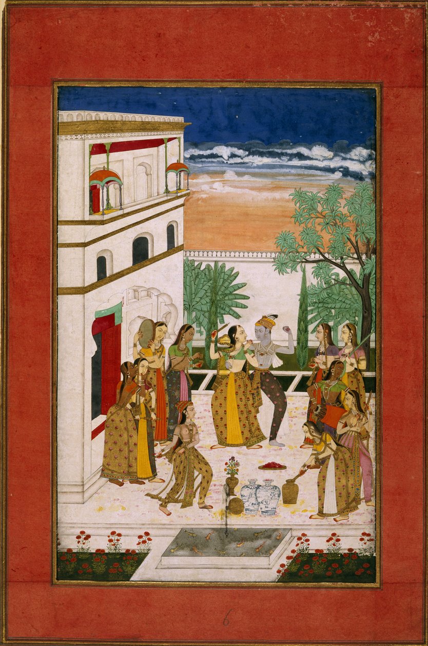 Taniec Radha i Kryszny, ok. 1760 (akwarela na papierze) autorstwa Indian School