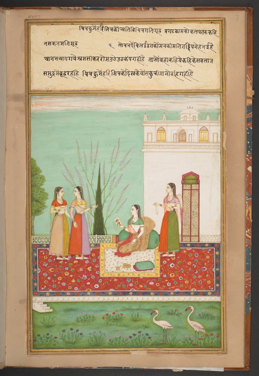 Ukryte spotkanie Radhy [ze swoim kochankiem] poprzez obraz autorstwa Indian School