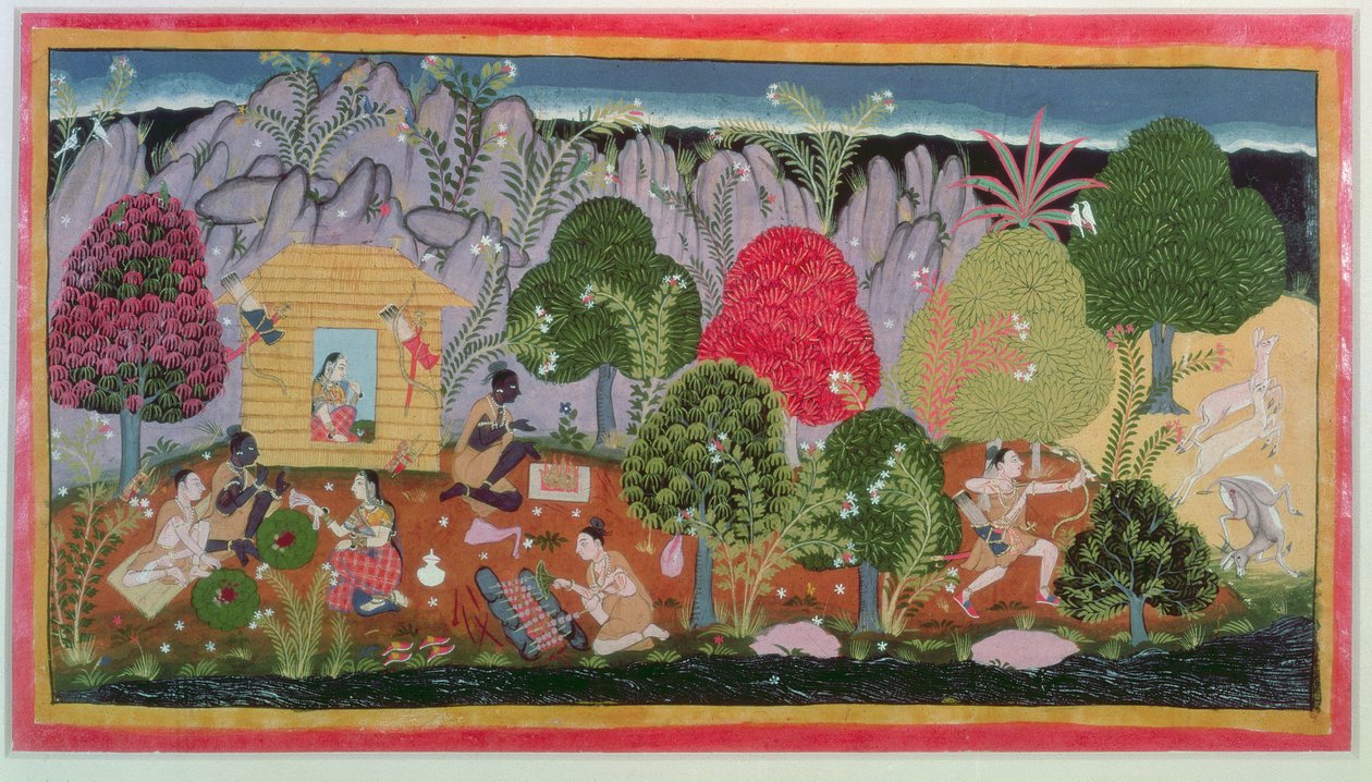 Rama i Sita, z „Ramayana”, Szkoły Sahibdin, Radżastan autorstwa Indian School