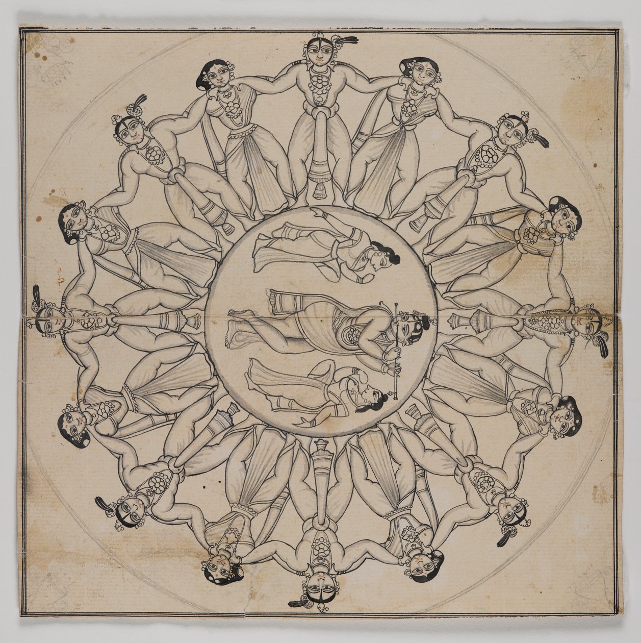Rasa-lila (rysunek) (tusz i delikatne czyszczenie tuszem na papierze) autorstwa Indian School
