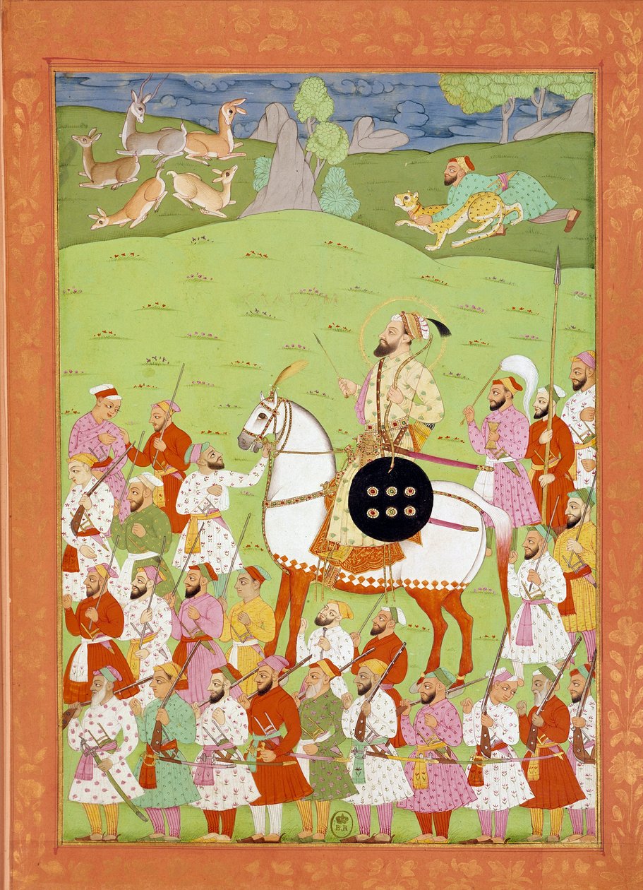 Reprezentacja Szacha Alema, drugiego syna Aurengziba na koniu Miniatury Indian i Persów w „History of India from Tamertante to Orangreyb” Niccolo Manucci (1638-1717). BN, Paryż. autorstwa Indian School
