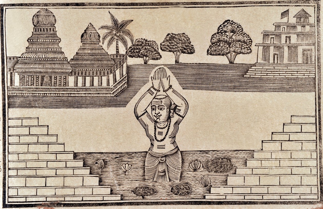 Scena rzeczna (drewnodruk) autorstwa Indian School