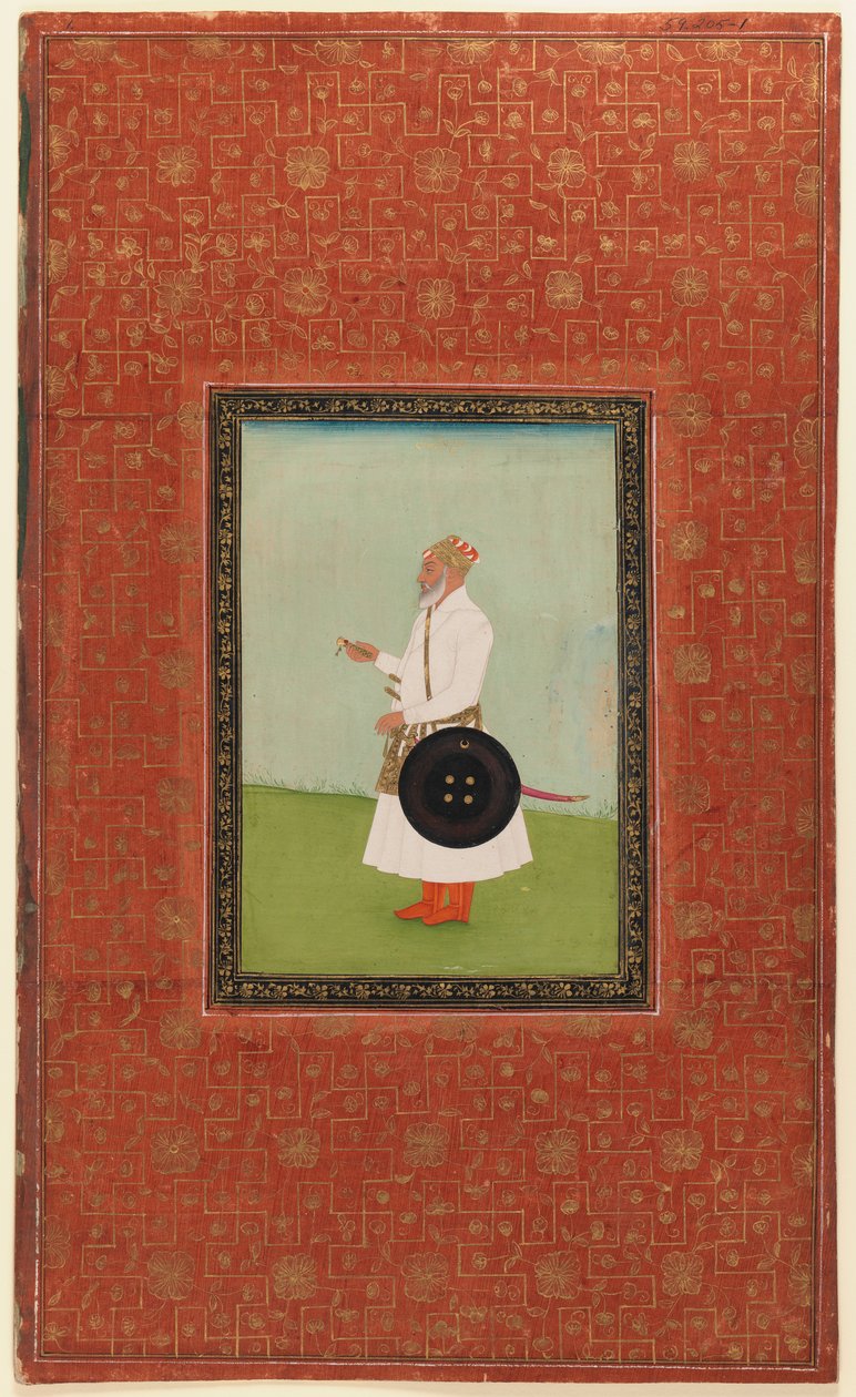 Ruh Allah Khan, 1875-1900 (nieprzezroczysta toaleta i złoto na papierze) autorstwa Indian School