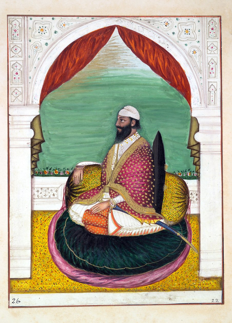 Sirdar Mangal Singh, z The Kingdom of the Punjab, its Rulers and Chiefs, tom I, tom 27 studiów akwarelowych autorstwa niezidentyfikowanego indyjskiego artysty, ok. 1840 (wc na papierze) autorstwa Indian School