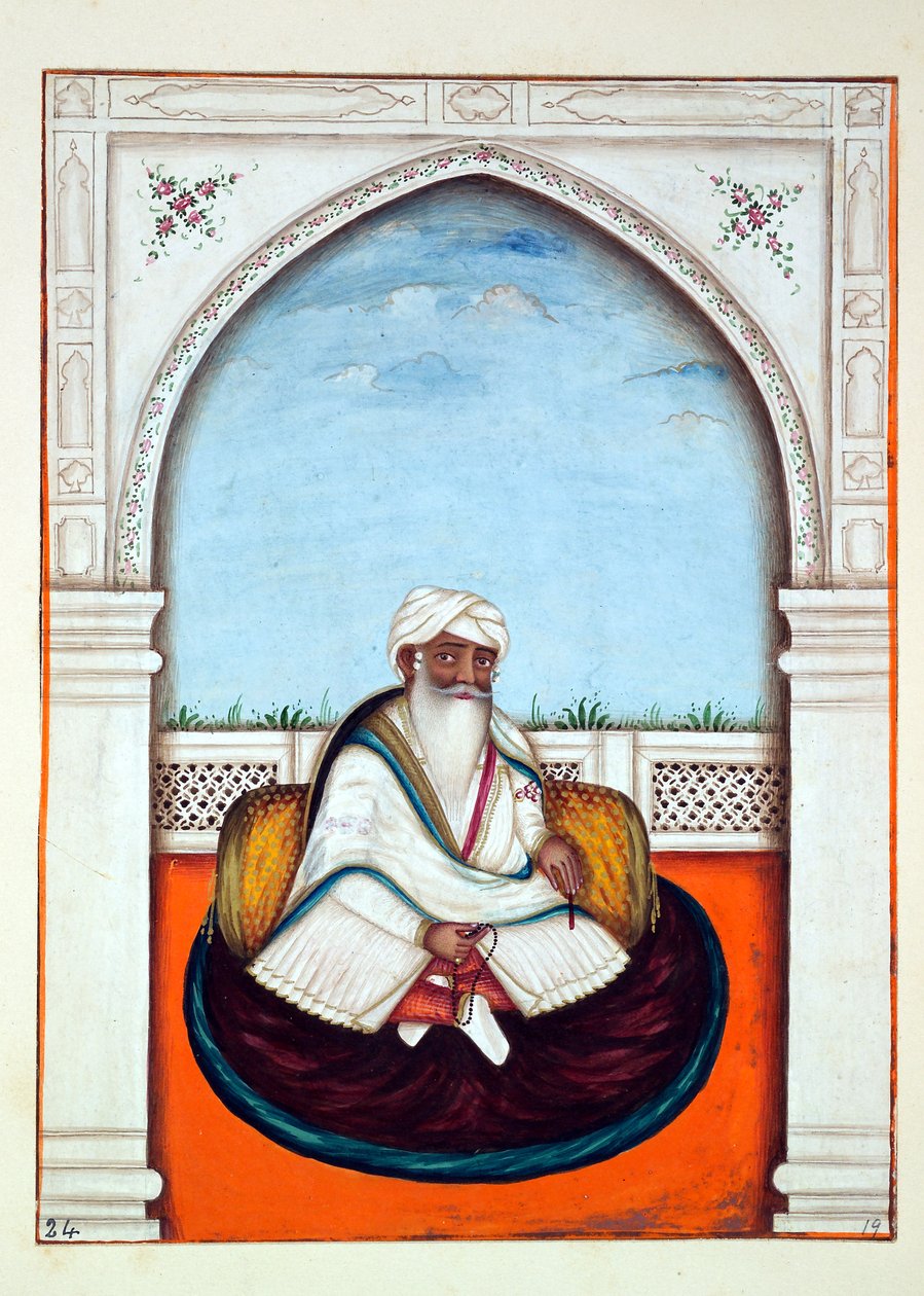 Sirdar Sham Singh, z The Kingdom of the Punjab, its Rulers and Chiefs, tom I, tom 27 studiów akwarelowych autorstwa niezidentyfikowanego indyjskiego artysty, ok. 1840 (wc na papierze) autorstwa Indian School