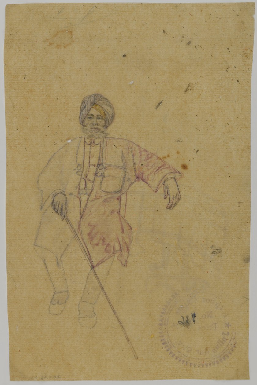 Szkic Maharadży (atrament na papierze) autorstwa Indian School