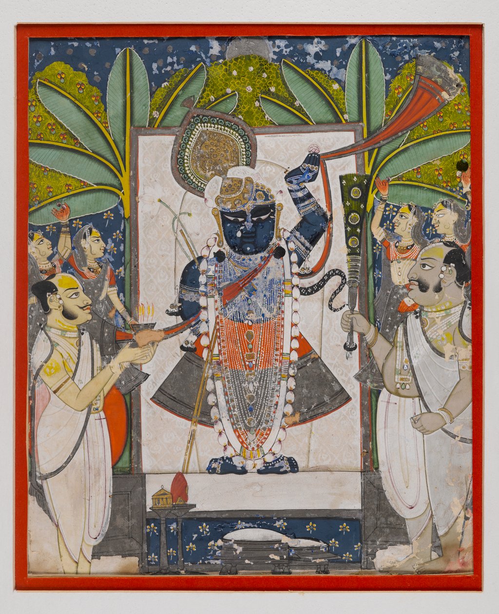 Sri Nathaji, ok. 1775 (nieprzezroczysta toaleta, złoto i srebro na papierze) autorstwa Indian School