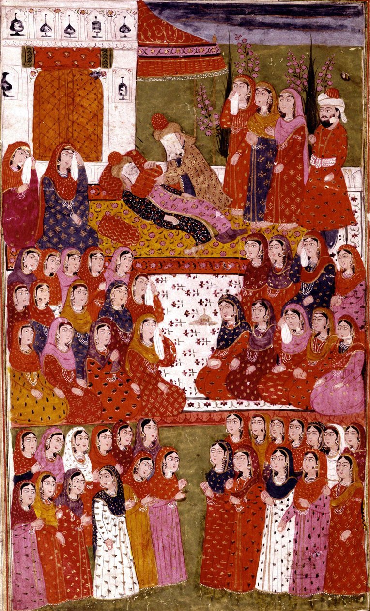 Śmierć Abu Bakra, ilustracja z Hamla-i-Haydari, autorstwa Mirzy Muhammada Rafi Bazila, 1808 r. autorstwa Indian School
