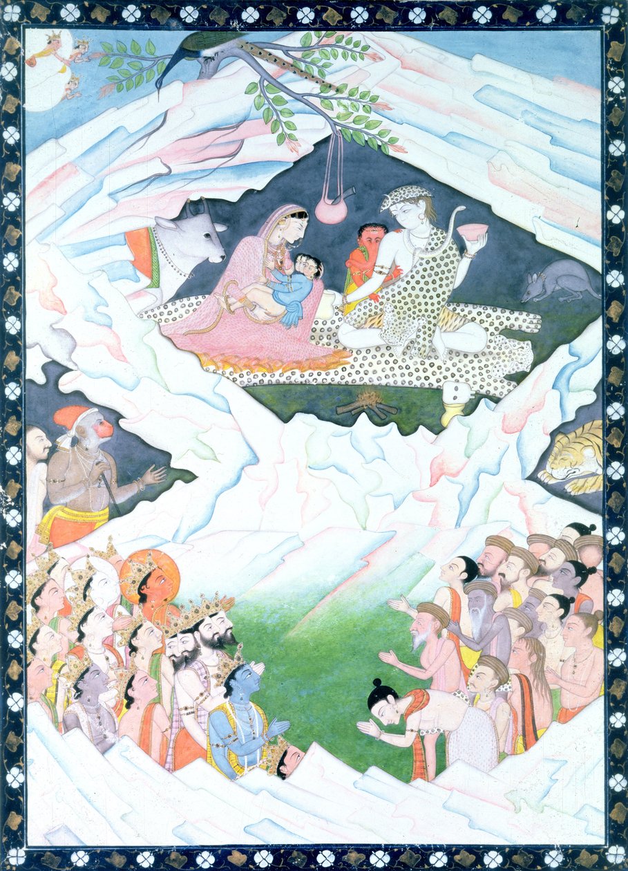Święta Rodzina Śiwy i Parwati na Górze Kailash autorstwa Indian School