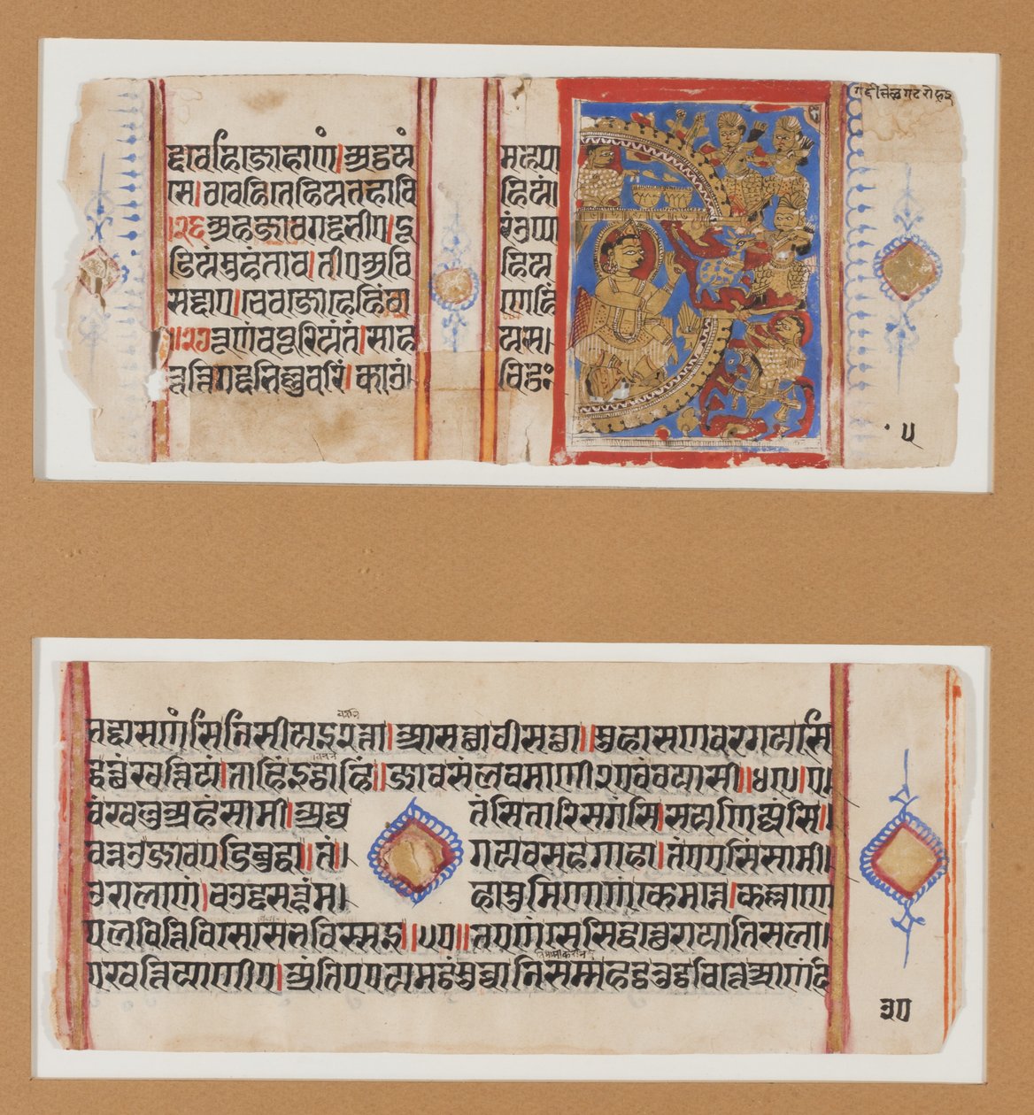 Oblężenie Ujjayimi; Zabicie magicznego osła, ok. 1600-1625 (tempera, złoto, tusz na papierze) autorstwa Indian School