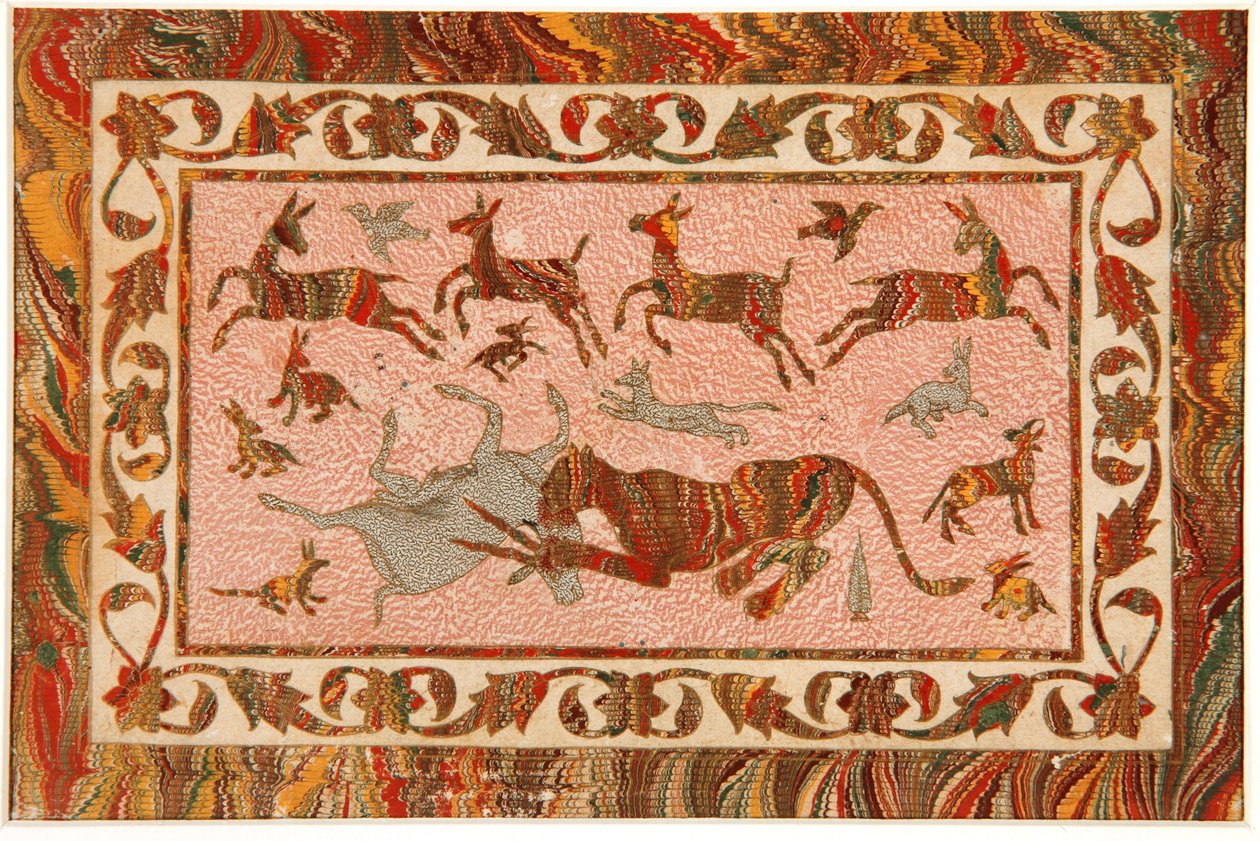 The Tigers Prey, ok.1650 (nieprzezroczysta toaleta i złoto na papierze) autorstwa Indian School