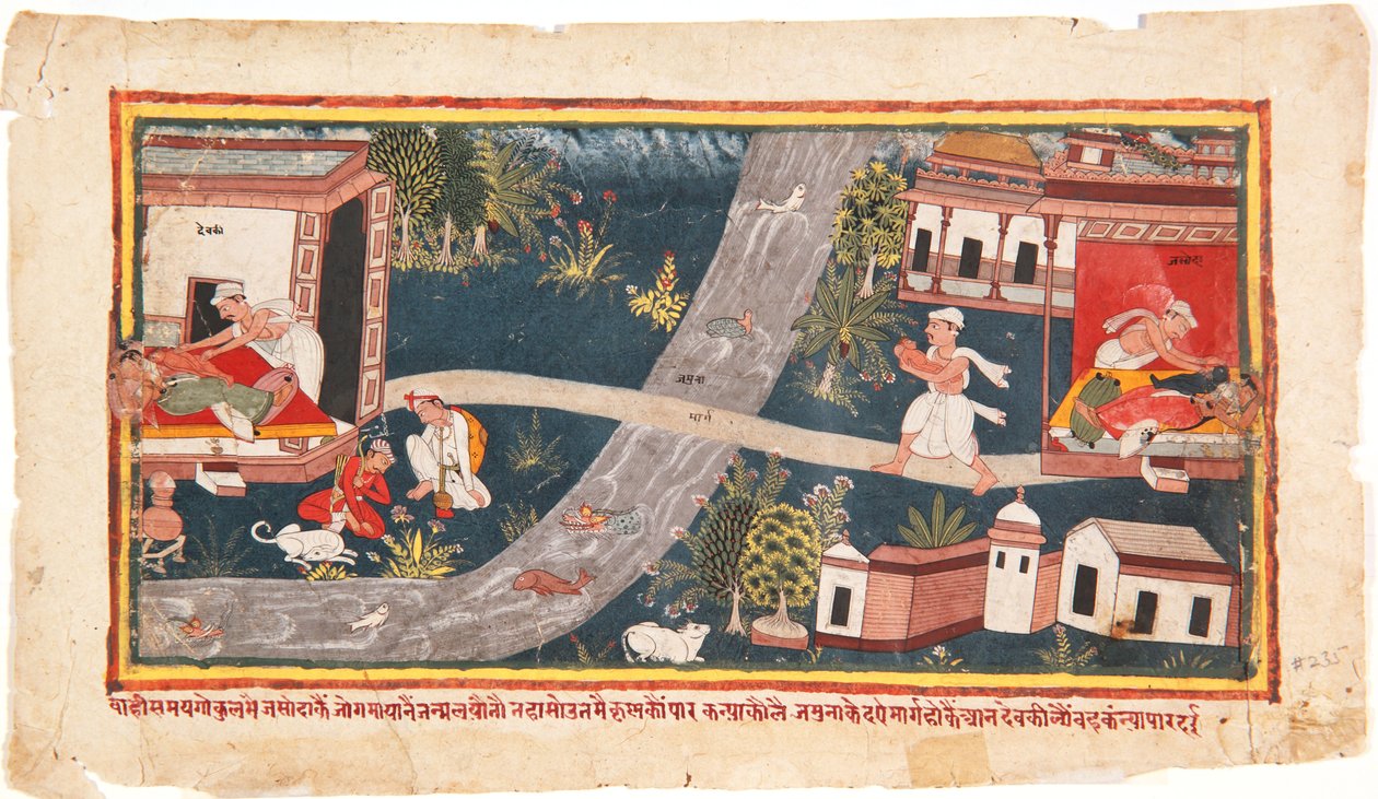 Niemowlęta są wymieniane, 1600-25 (nieprzezroczyste wc na papierze) autorstwa Indian School