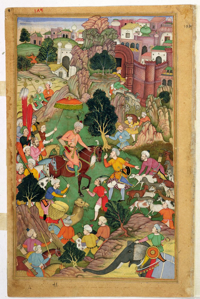 Schwytanie owiec Hazarów, z „Baburnama” („Wspomnienia Babur”), Mogołów autorstwa Indian School