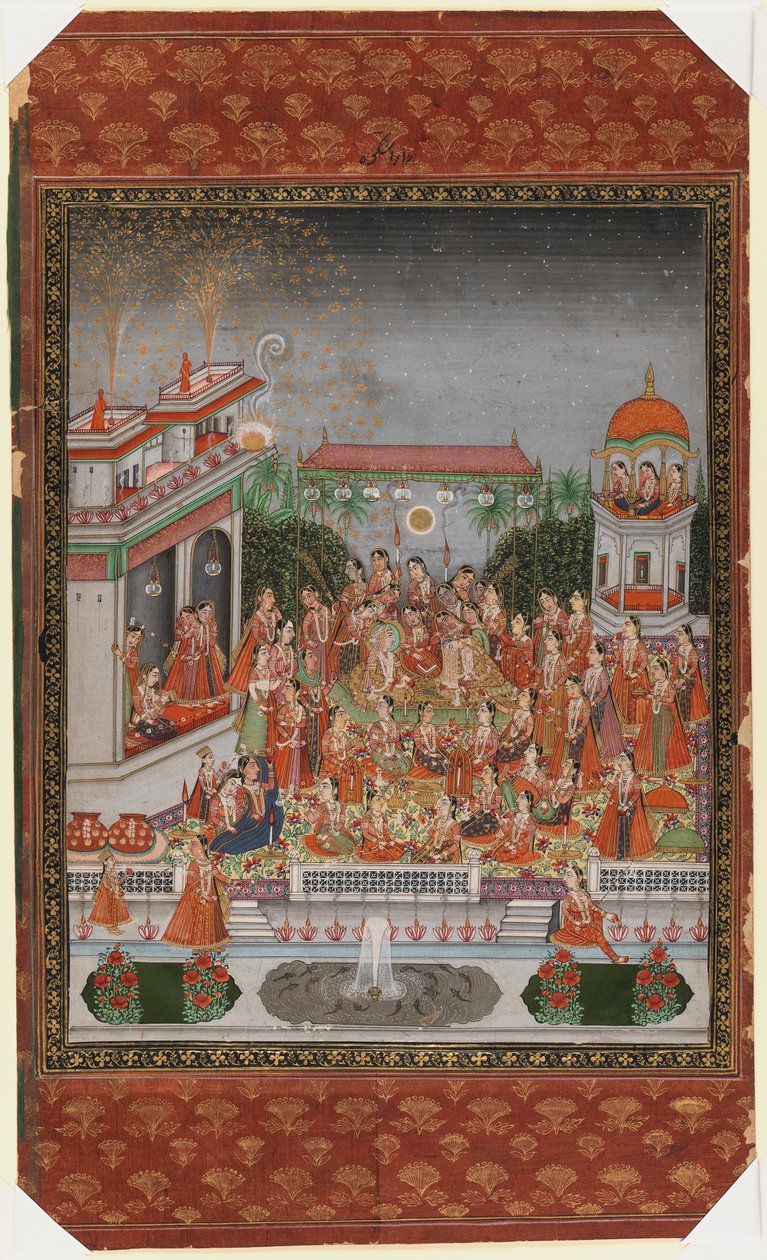 Zaślubiny Dary Shikoh, 1875-1900 (nieprzezroczysta toaleta i złoto na papierze) autorstwa Indian School